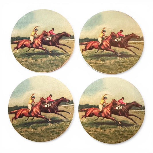 Vintage Racehorse Stoneware Coasters - Set of 4