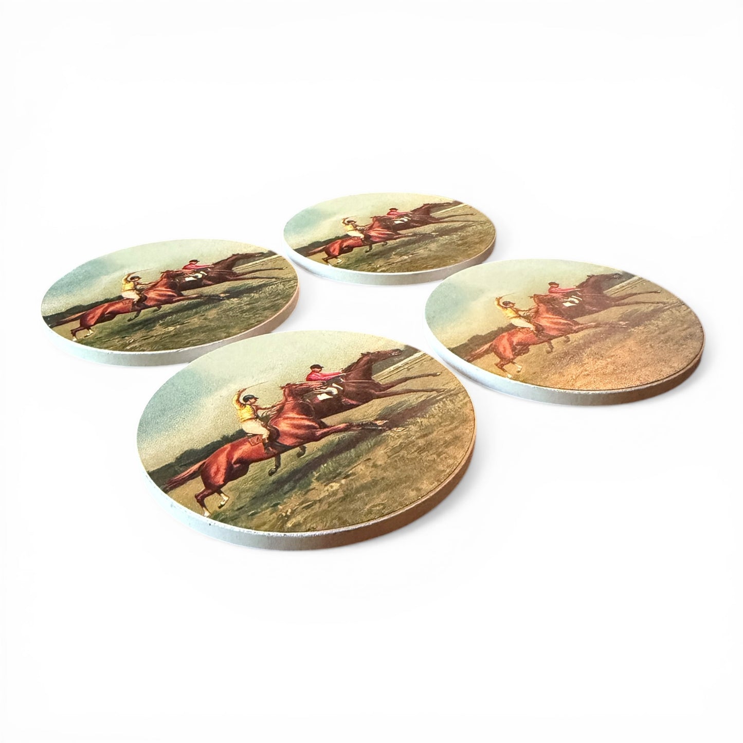 Vintage Racehorse Stoneware Coasters - Set of 4