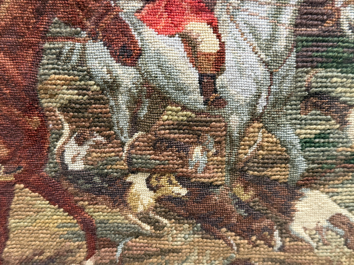 Antique Framed Fox Hunt Needlepoint