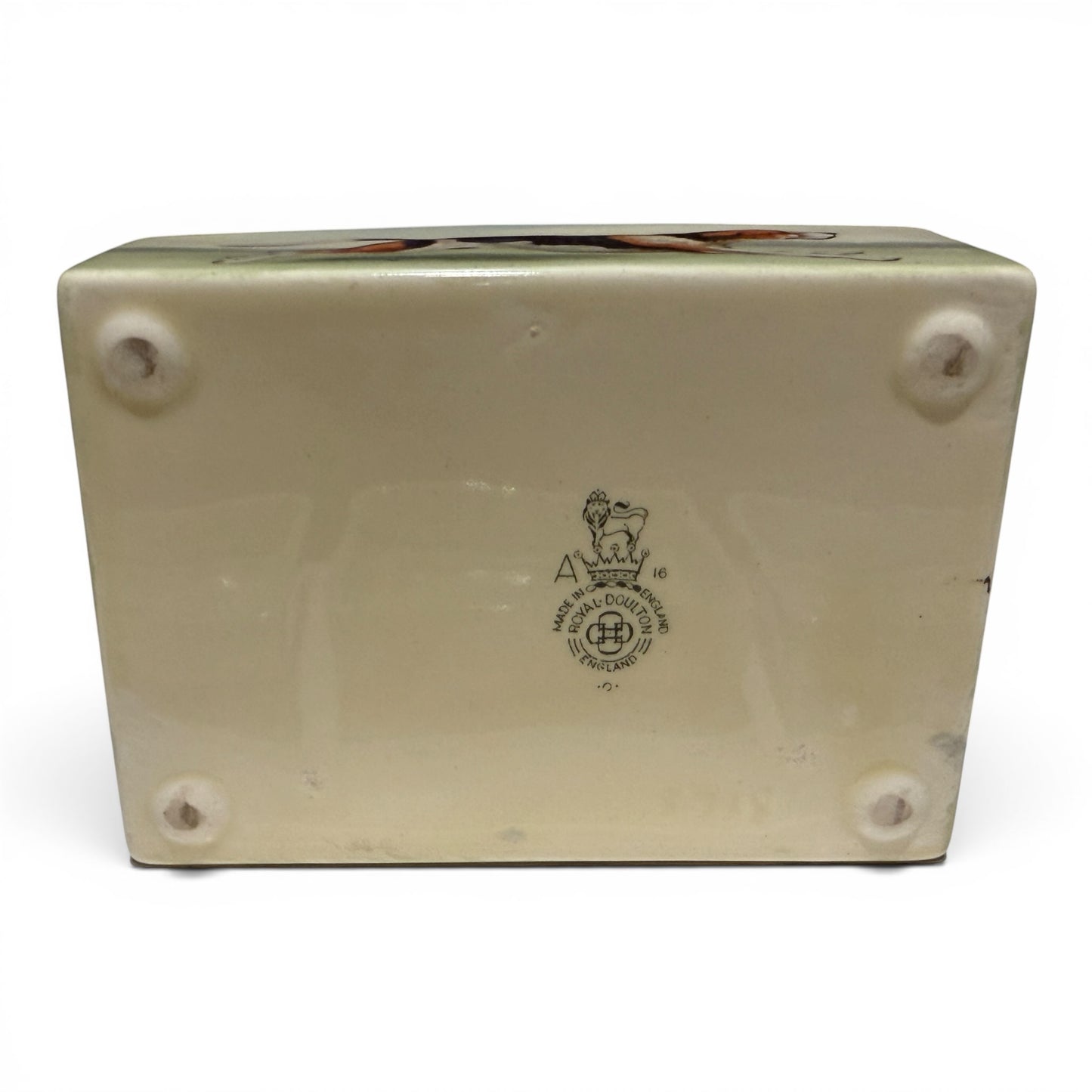Antique Royal Doulton Fox Hunting Trinket Box & Tray Set