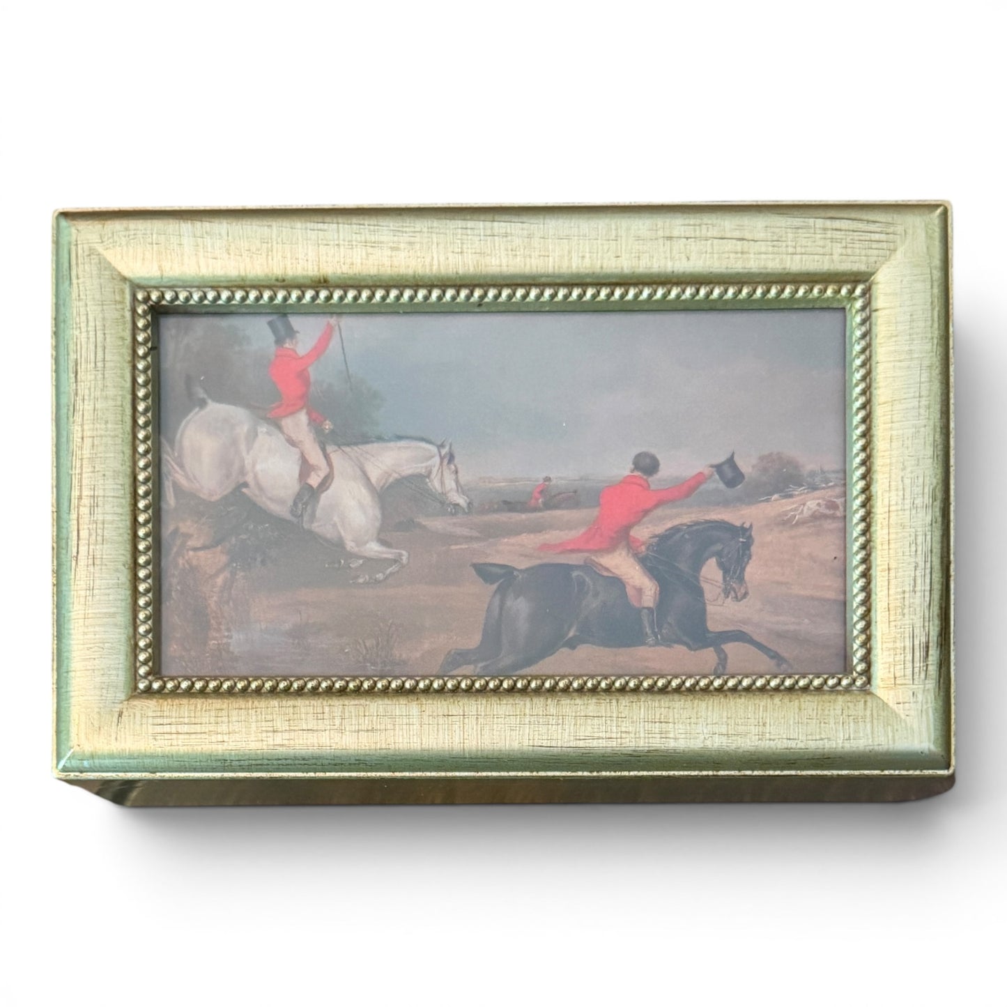 Vintage English Fox Hunting Musical Trinket Box