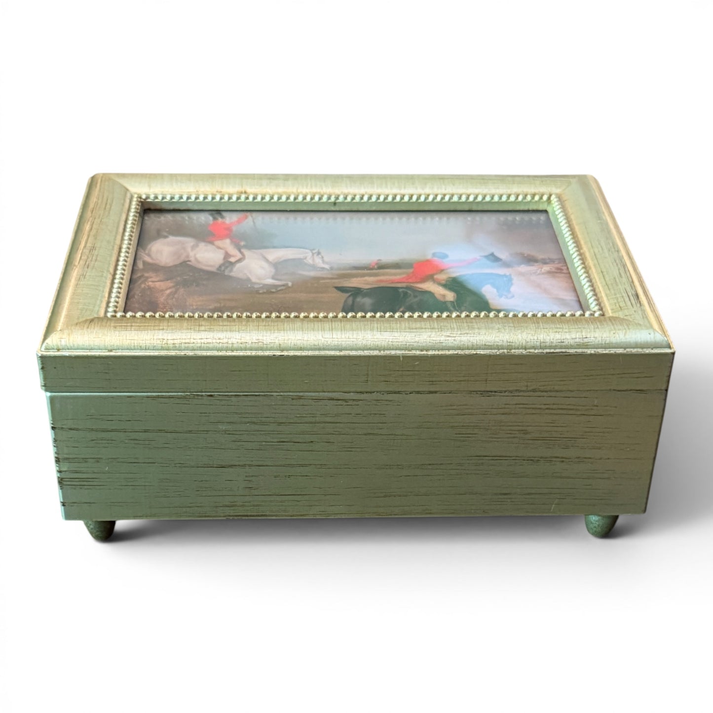 Vintage English Fox Hunting Musical Trinket Box