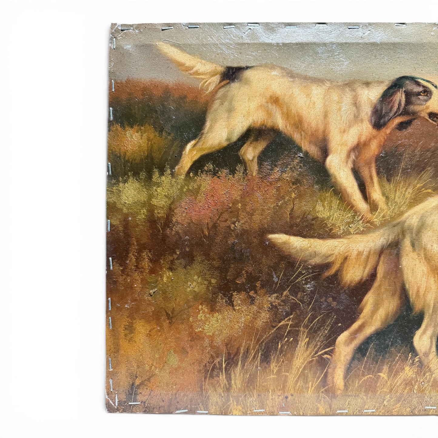 Vintage Original Sporting Oil Painting of Setters in Field - Signed