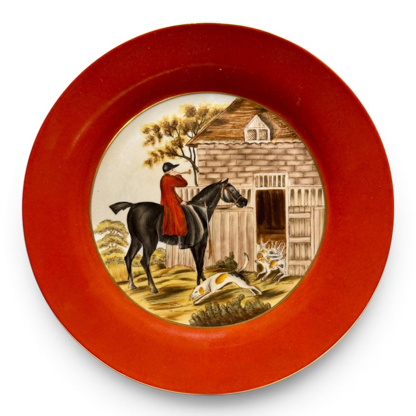 Vintage Equestrian Fox Hunt Porcelain Plates
