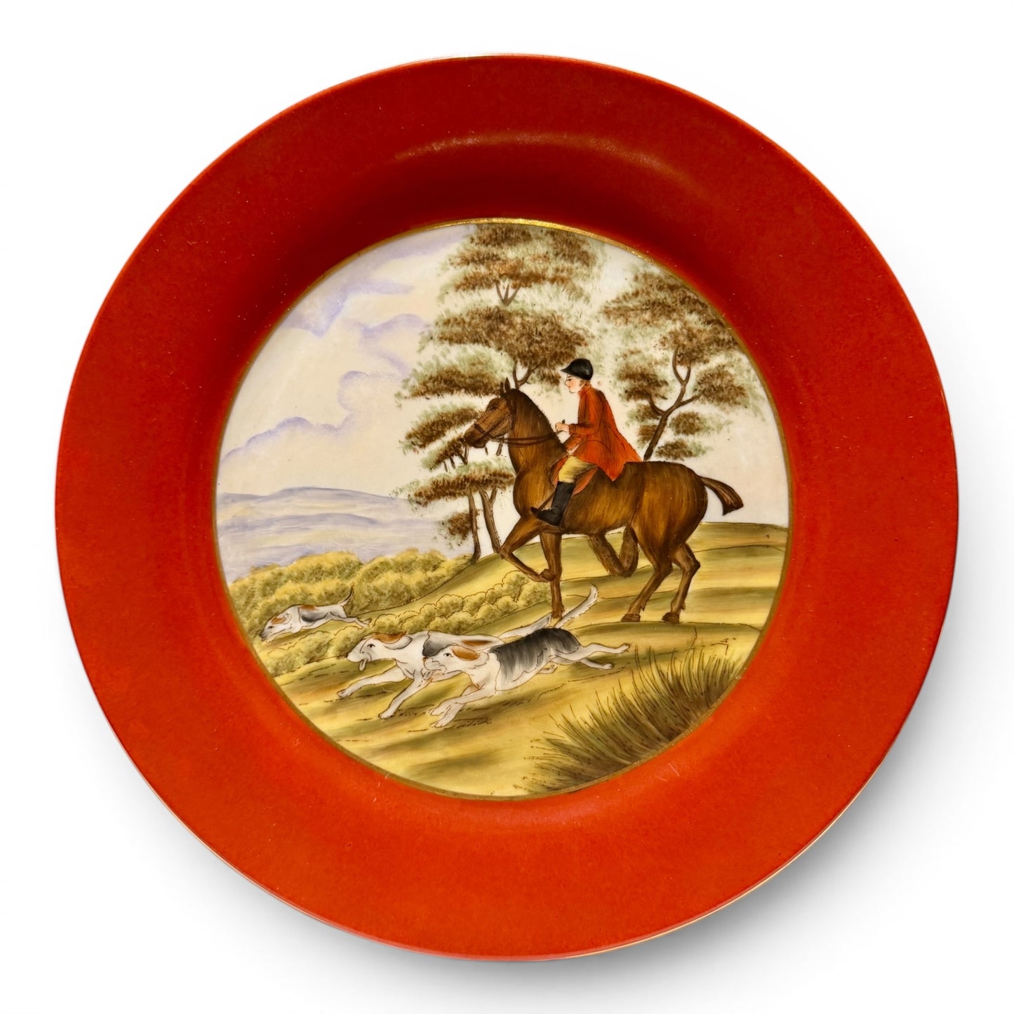 Vintage Equestrian Fox Hunt Porcelain Plates