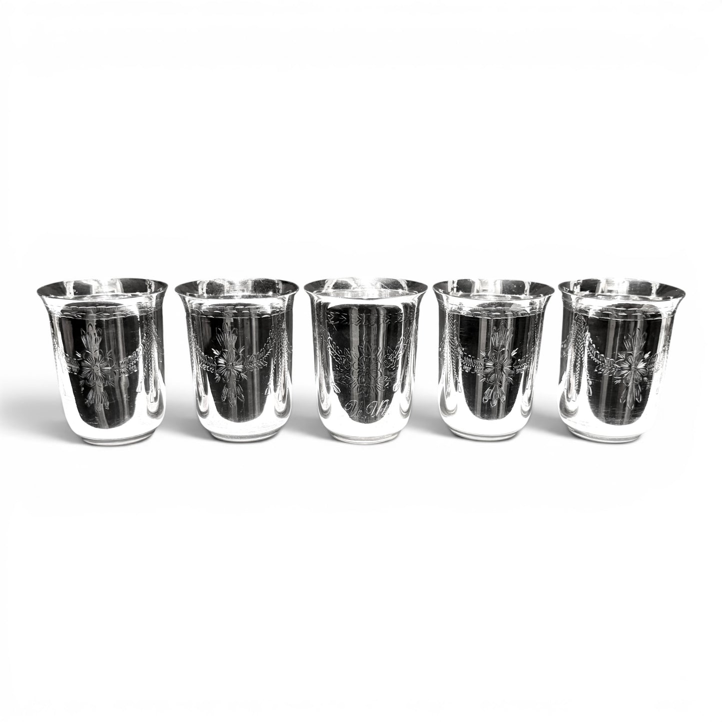 Set of 5 Antique Solid Sterling Silver Julep Cups