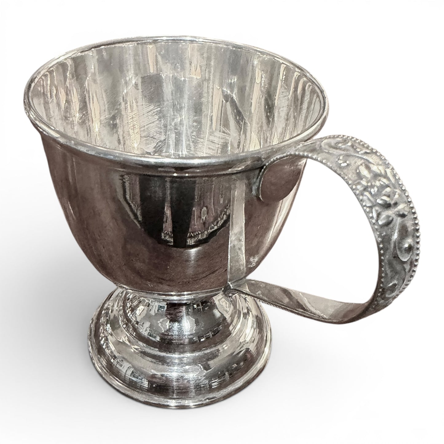 Vintage Silver Punch Bowl Set with 12 Cups & Ornate Handled Tray