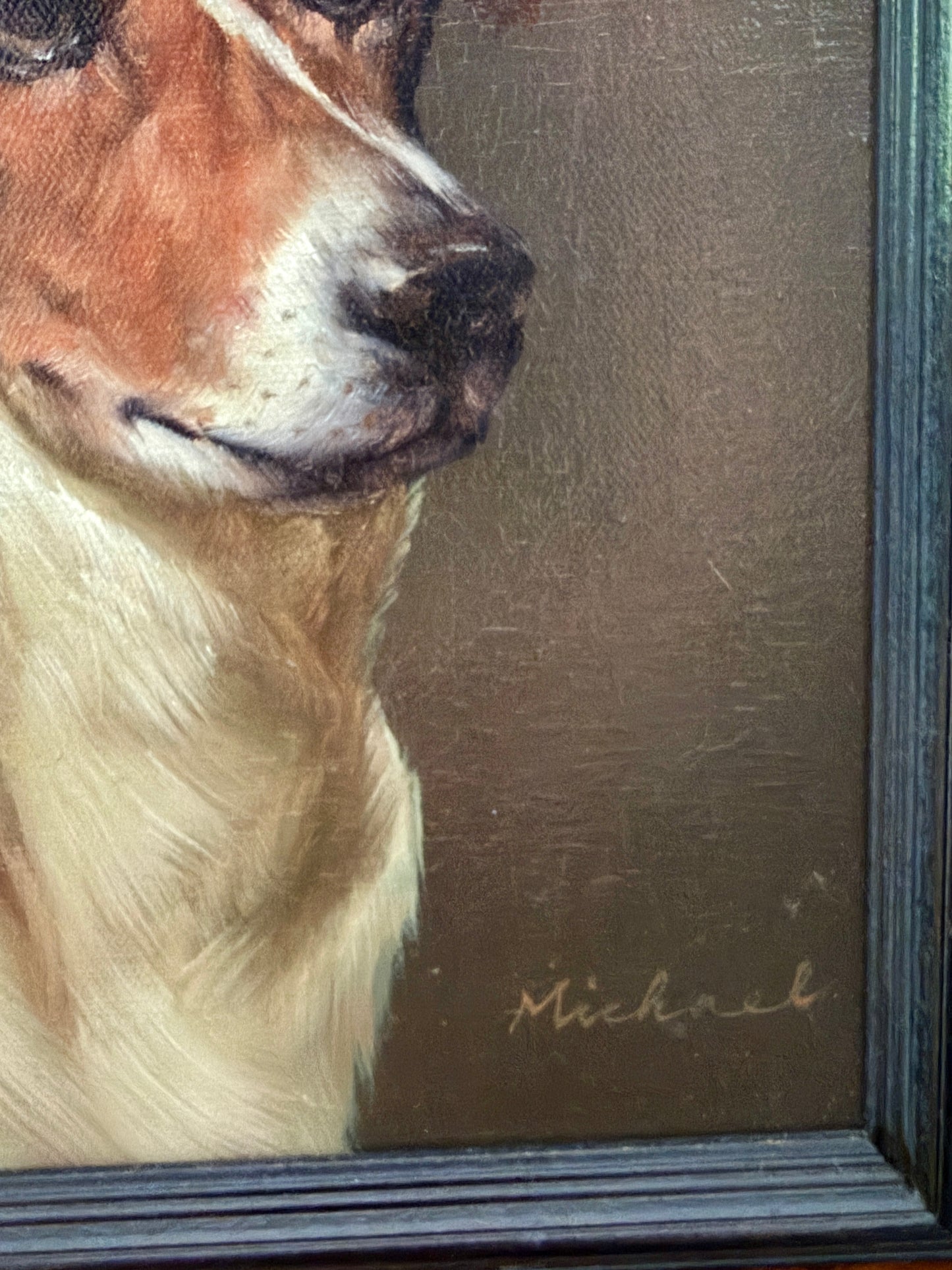 Antique Jack Russell Terrier Original Oil Painting - Signed
