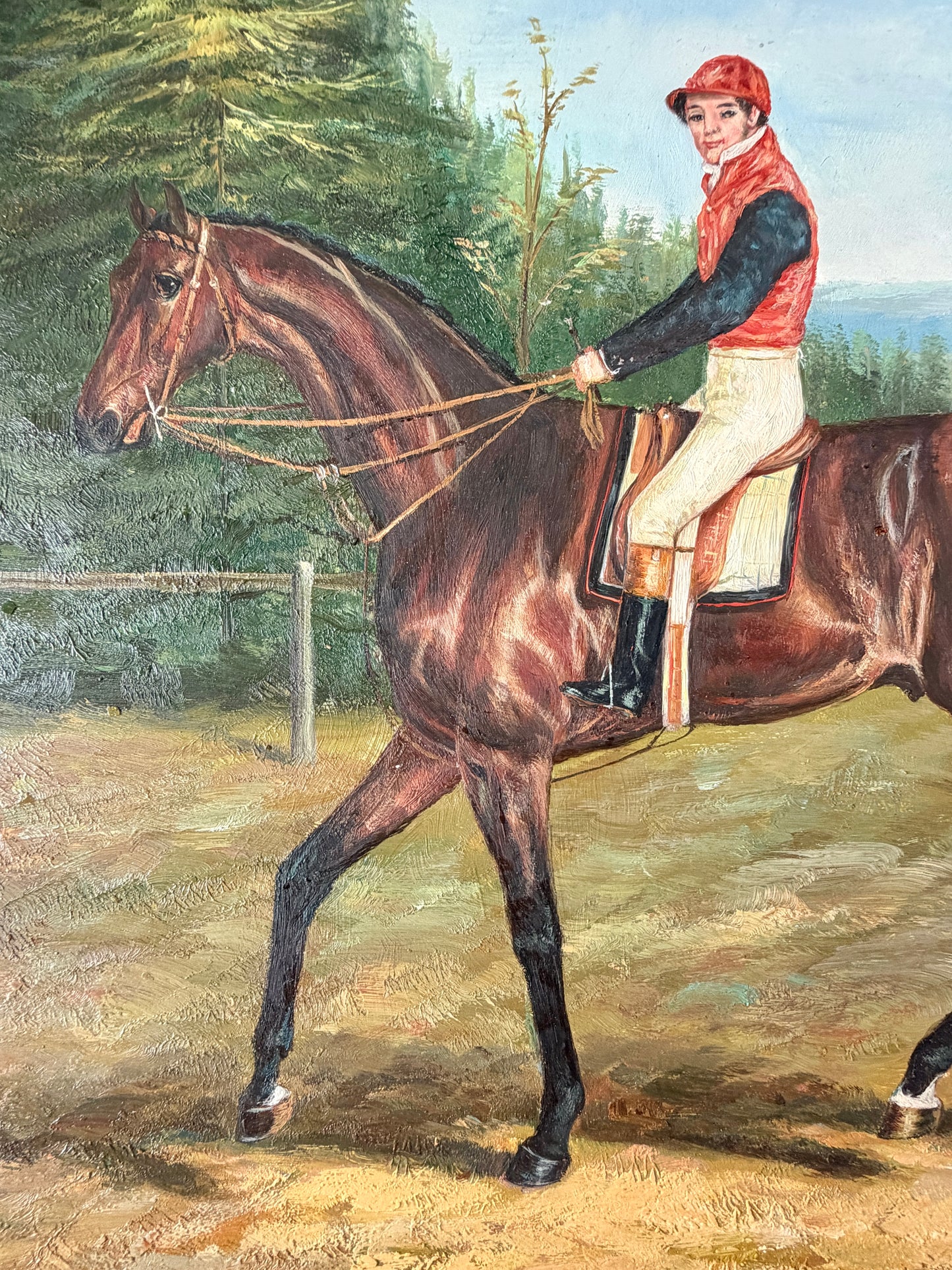 Antique Original Racehorse Oil Painting - Signed & Framed