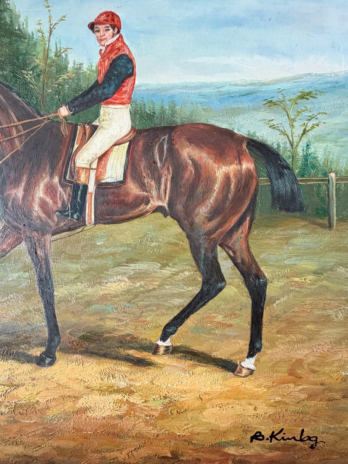 Antique Original Racehorse Oil Painting - Signed & Framed