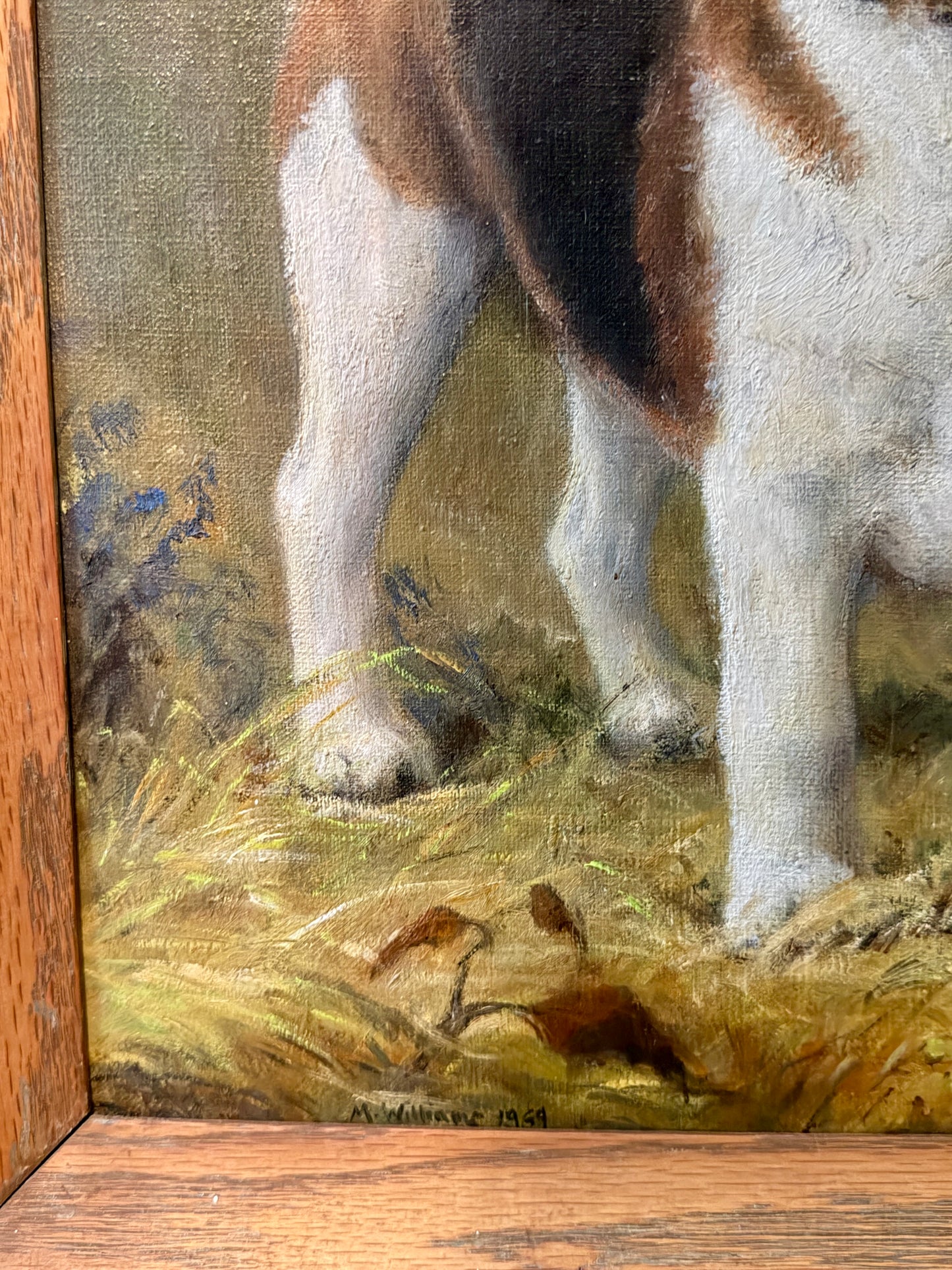Vintage Original Beagle Dog Oil Painting - Signed