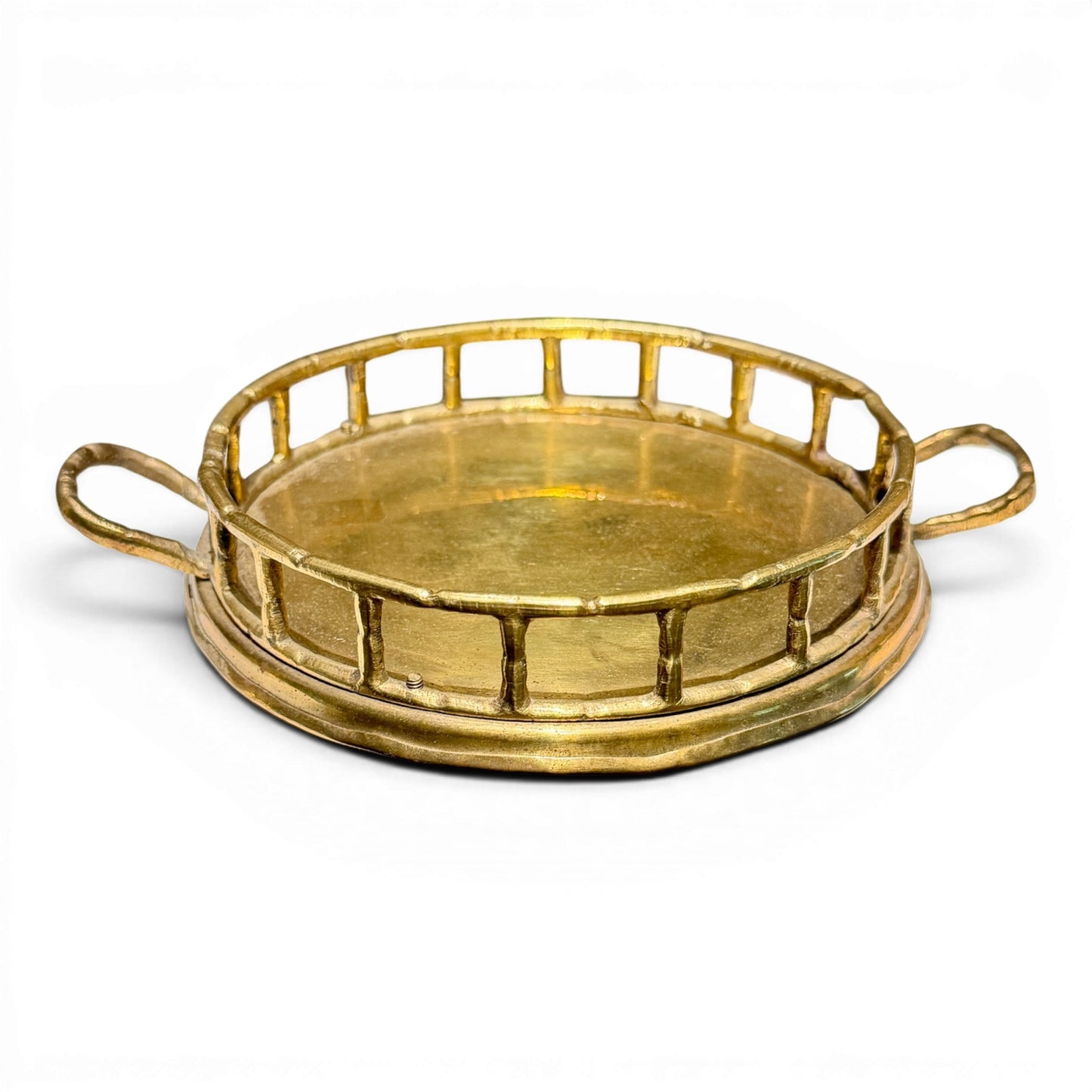 Antique Hammered Brass Bamboo Gallery Tray