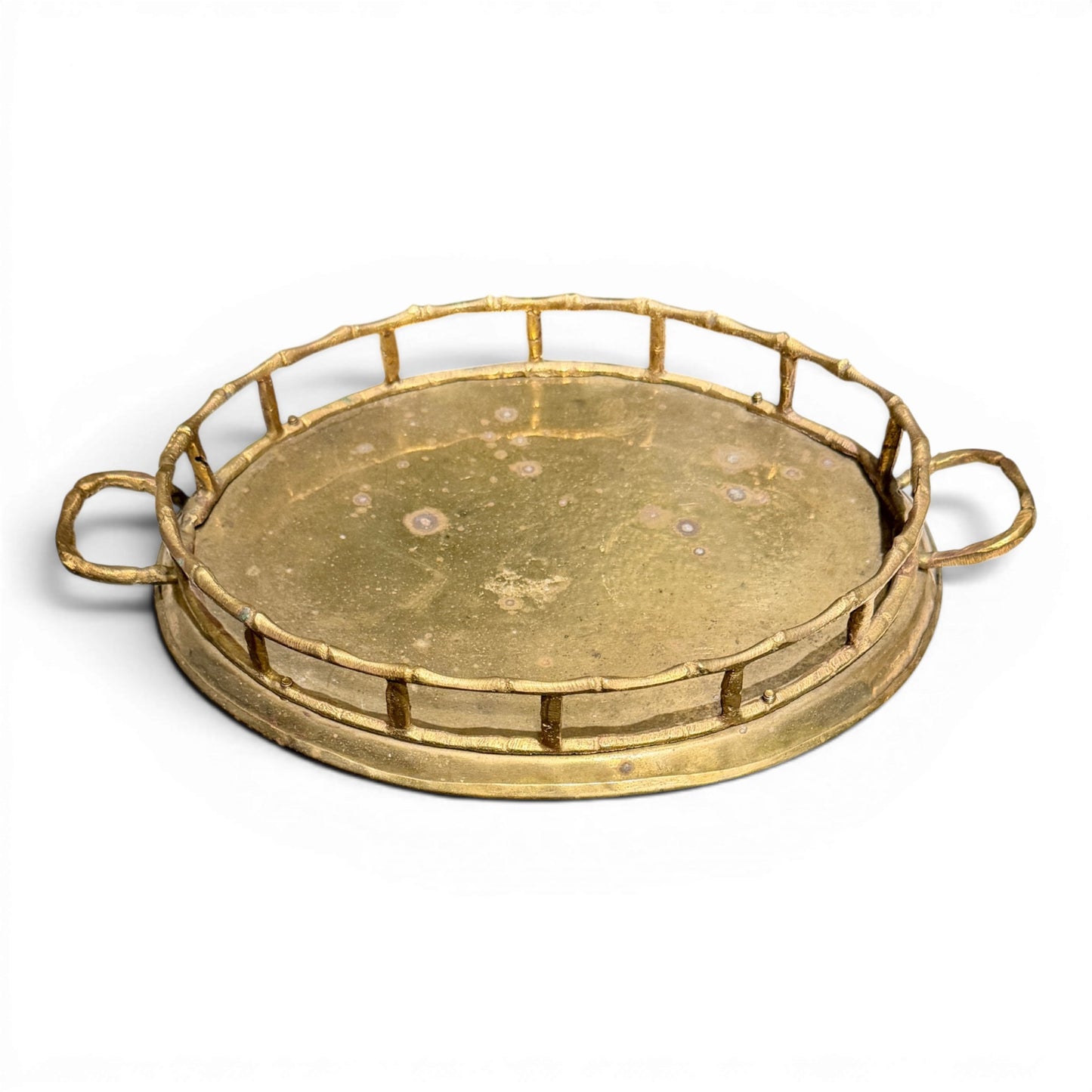 Antique Hammered Brass Bamboo Tray