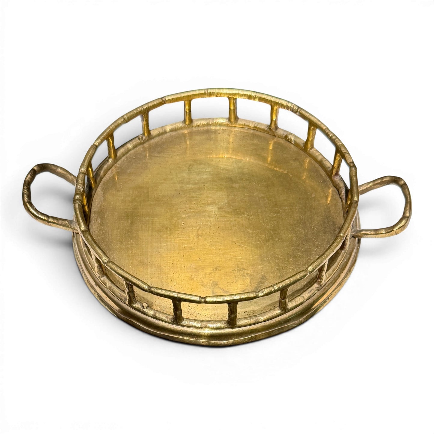 Antique Hammered Brass Bamboo Gallery Tray