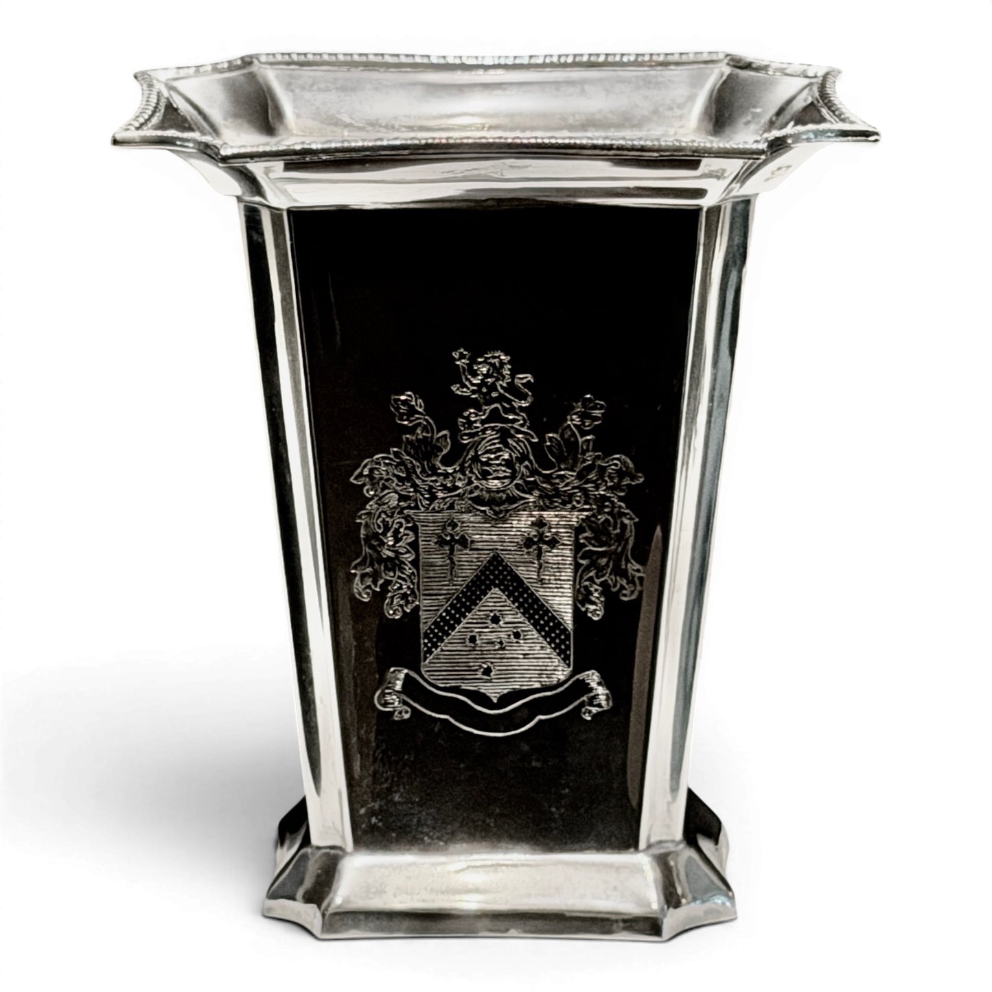 Vintage Silver Cachepot with Heraldic Crest