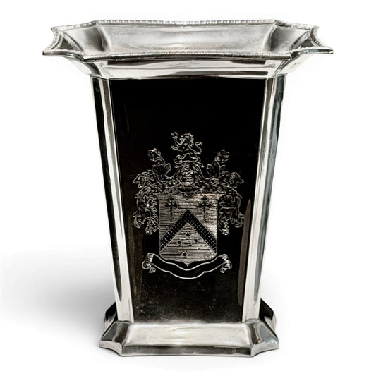 Vintage Silver Cachepot with Heraldic Crest