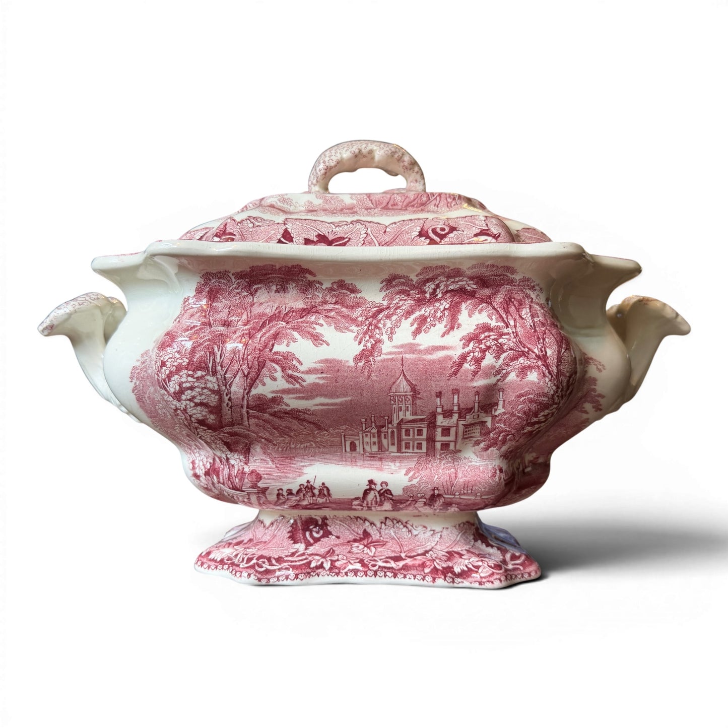 Mason’s Pink Vista Ironstone Tureen Cachepot | Antique English Transferware Planter