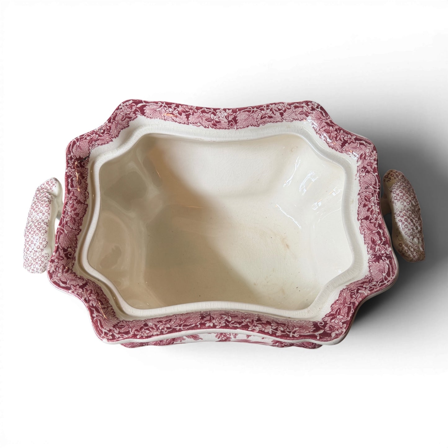 Mason’s Pink Vista Ironstone Tureen Cachepot | Antique English Transferware Planter