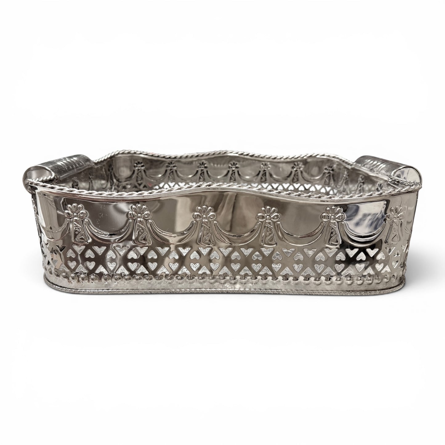 Large Antique Silver Pierced Gallery Bar Tray