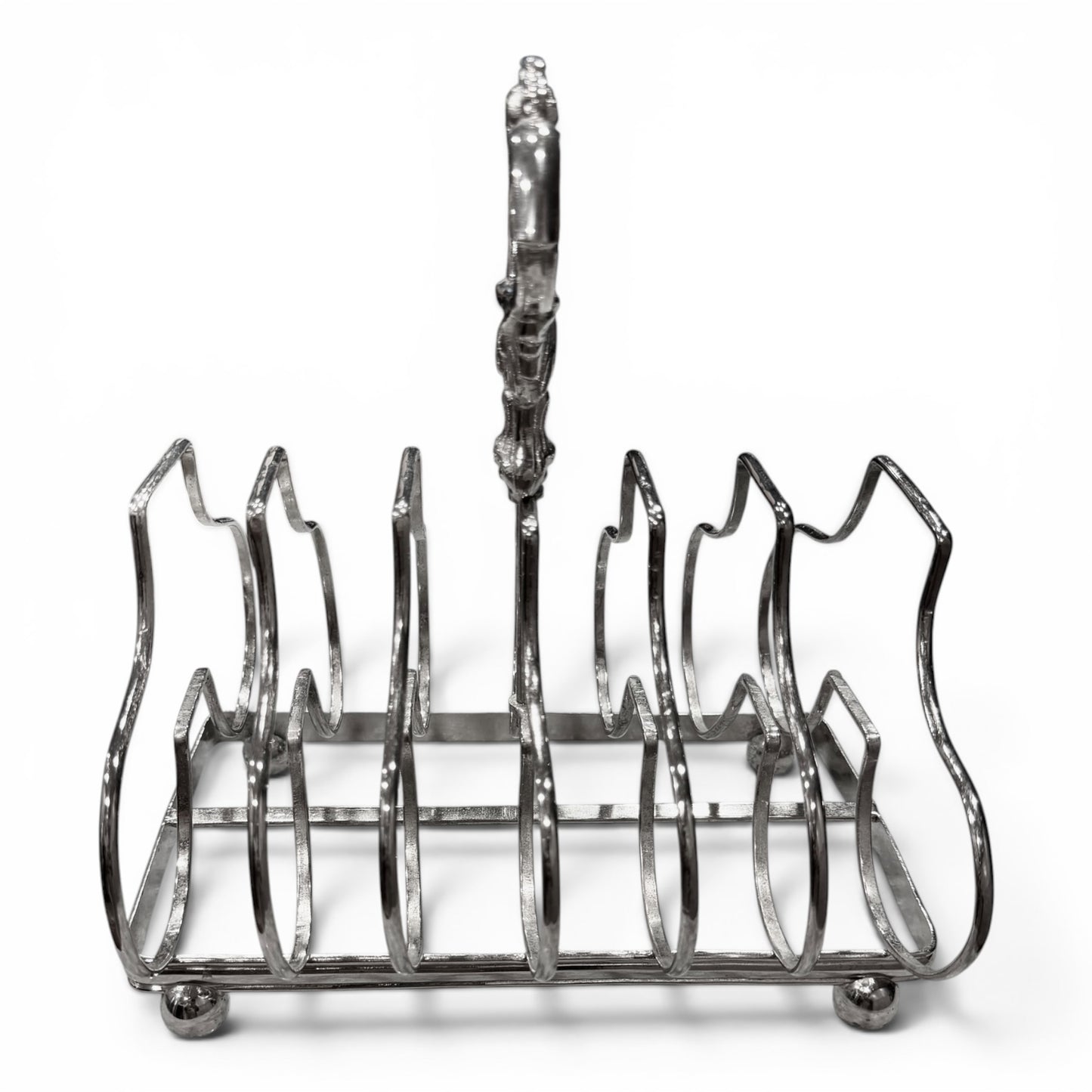 Antique Silver Toast Holder With Ornate Handle | Twelve-Slice Breakfast Toast Display
