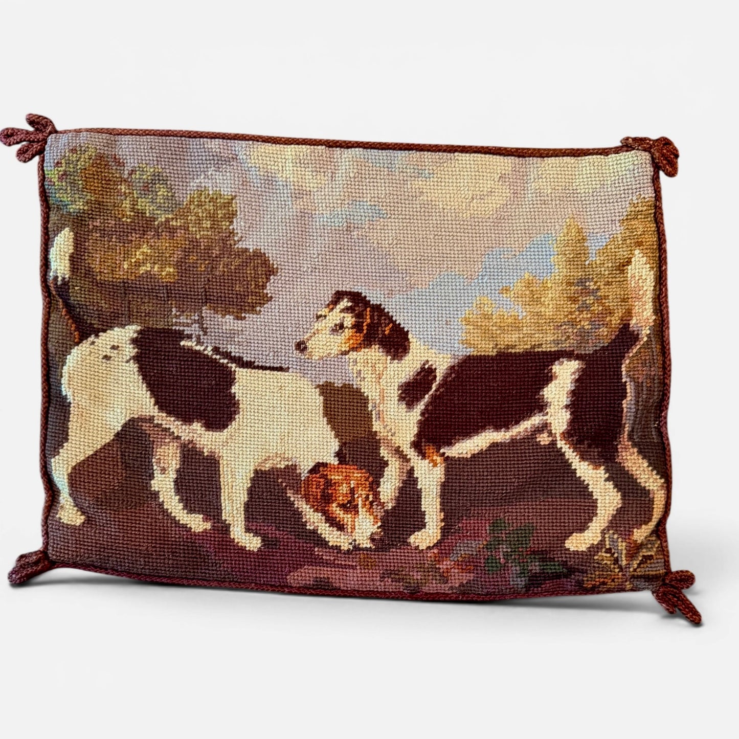 Vintage Foxhound Needlepoint Pillow Cover