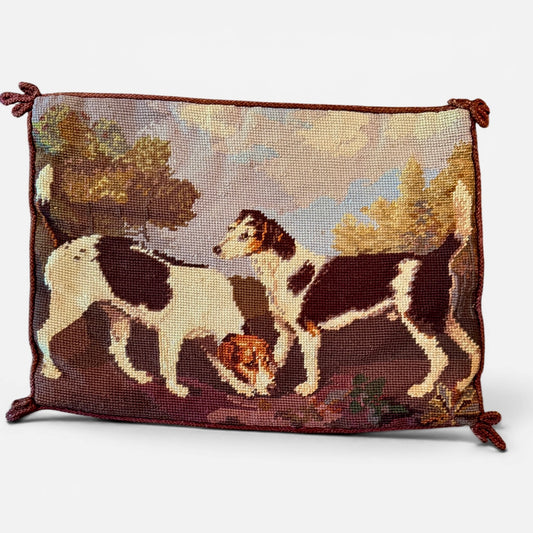 Vintage Foxhound Needlepoint Pillow Cover