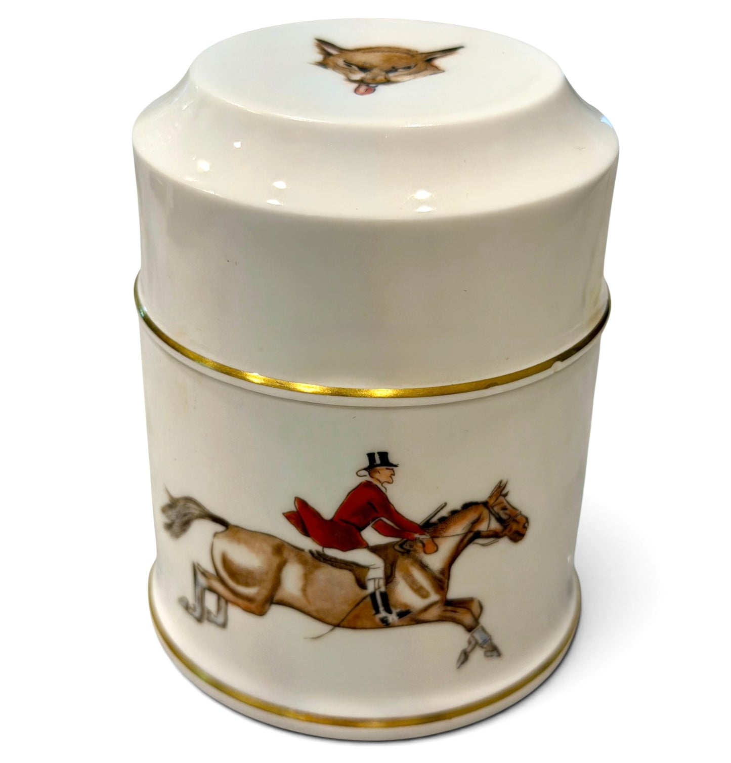 Vintage Royal Worcester Porcelain Fox Hunt Canister