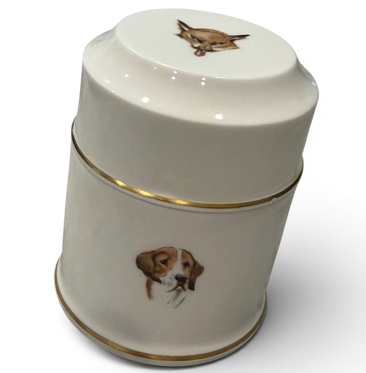 Vintage Royal Worcester Porcelain Fox Hunt Canister
