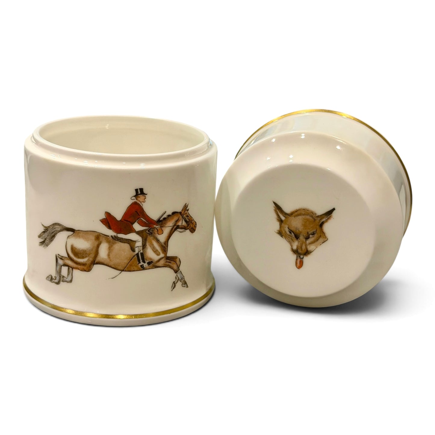 Vintage Royal Worcester Porcelain Fox Hunt Canister