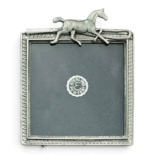Vintage Sterling Pewter Equestrian Picture Frame by Elias
