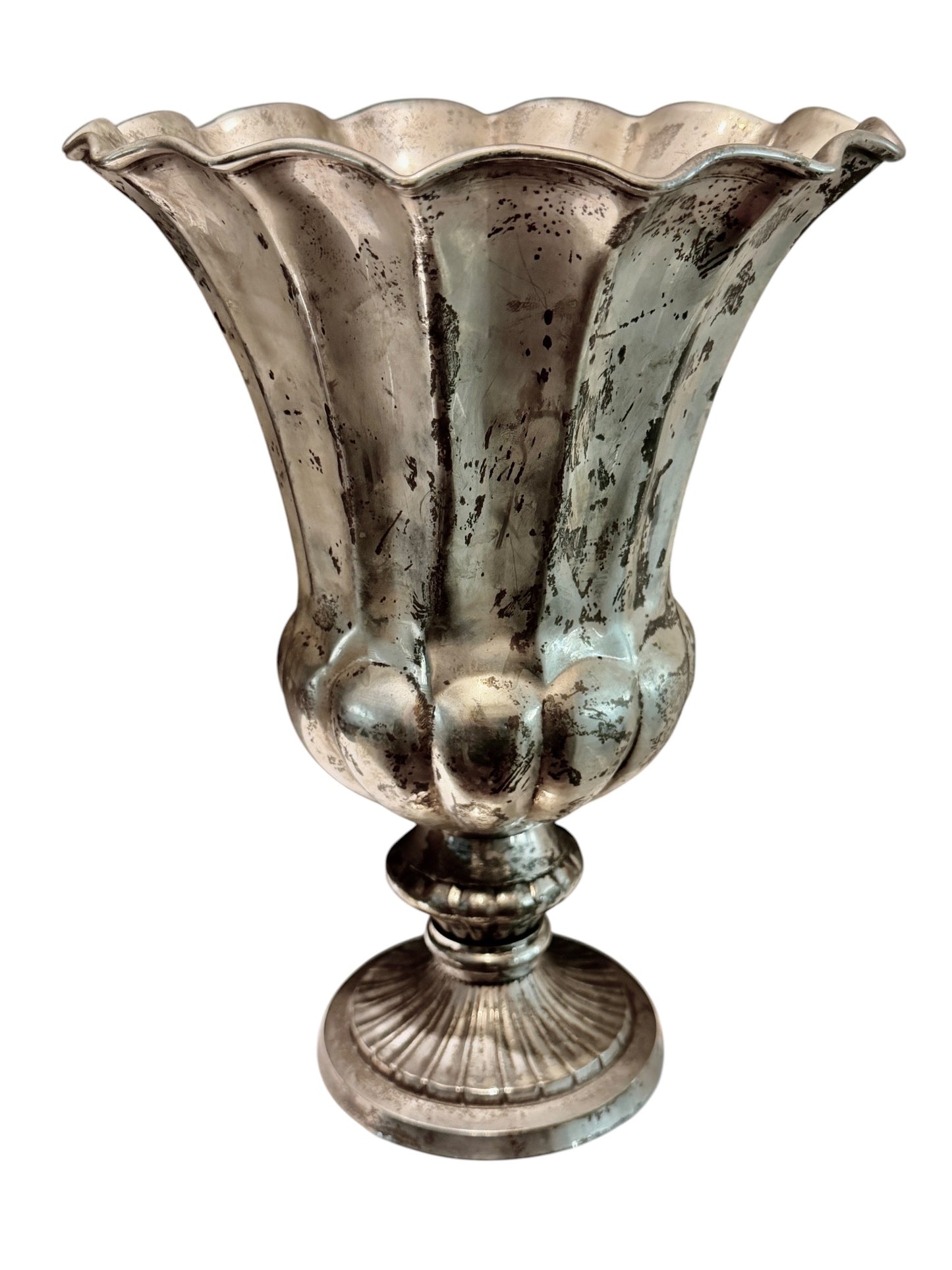 Antique Spanish Silver Fluted Trophy Urn