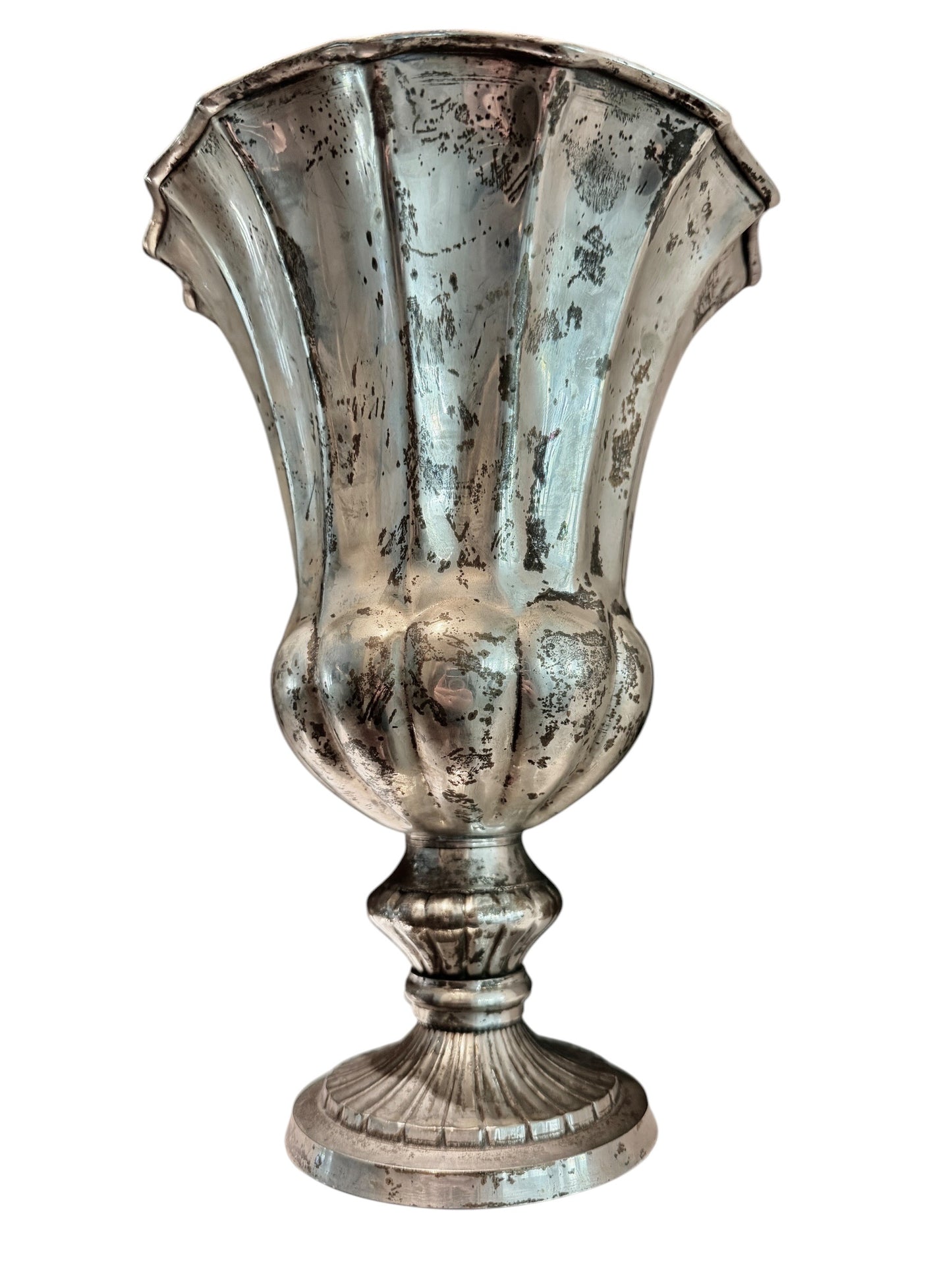 Antique Spanish Silver Fluted Trophy Urn