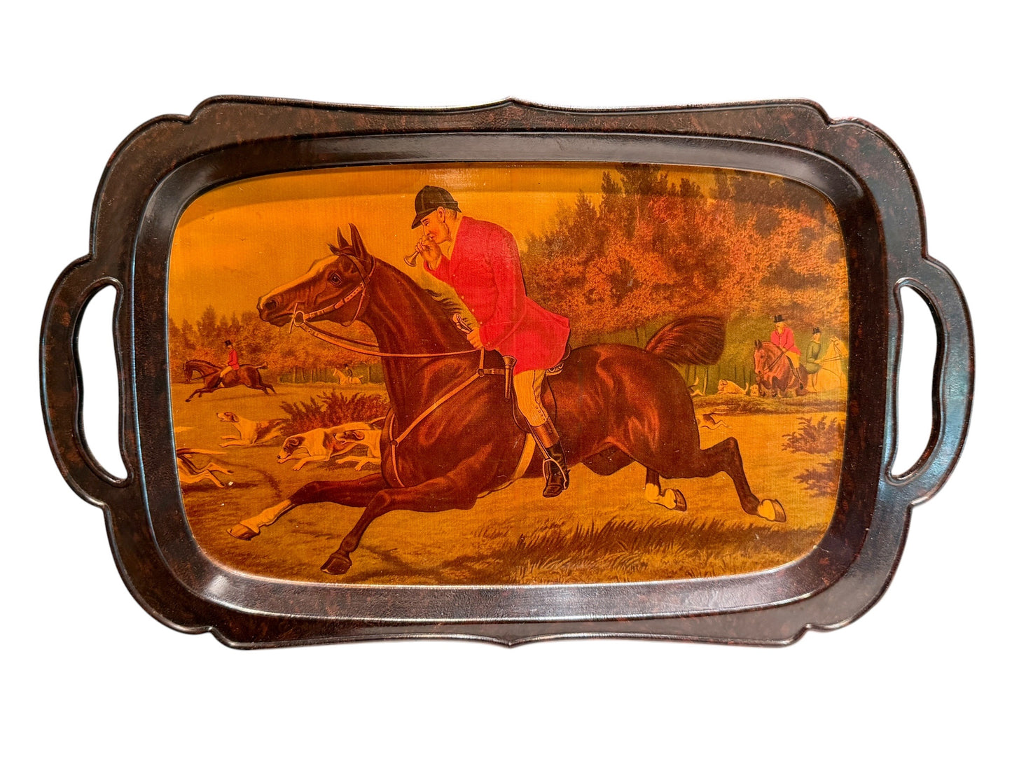 Vintage Litholite Fox Hunter Tray