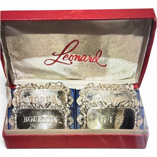 Vintage Silver Liquor Bottle Tags