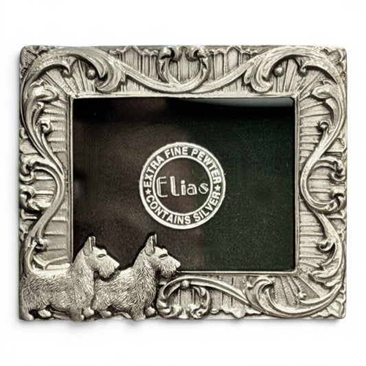 Vintage Stering Pewter Terrier Dogs Picture Frame by Elias