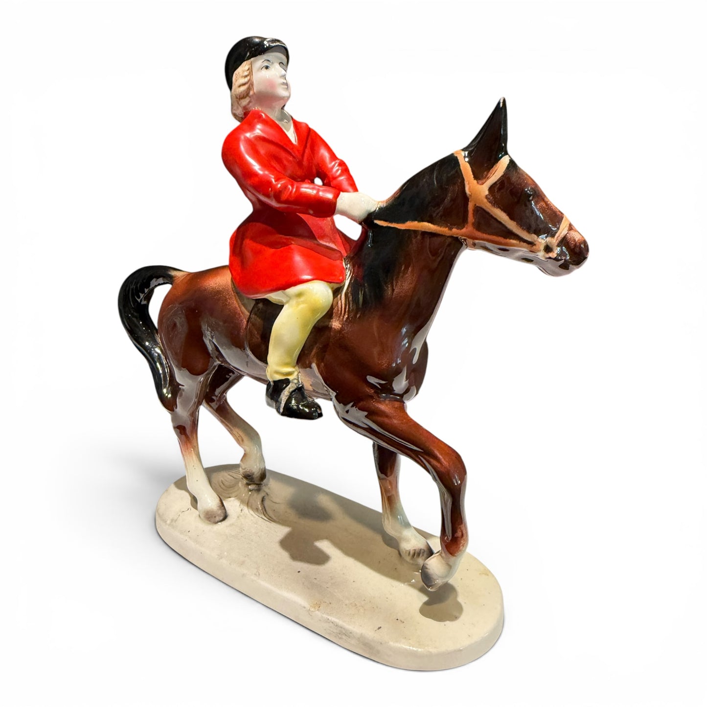Vintage Beswick Huntswoman on Brown Horse No. 1730 Gloss Equestrian Fox Hunt Figurine