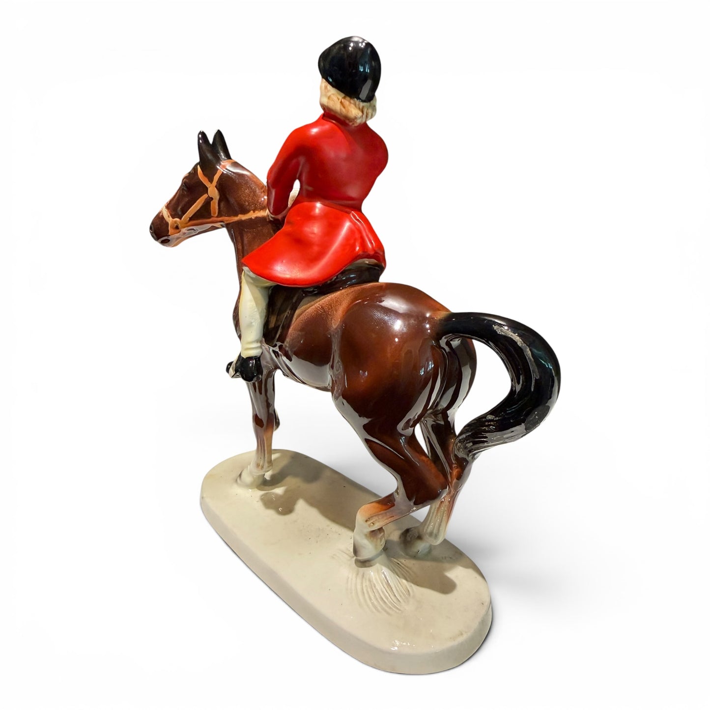 Vintage Beswick Huntswoman on Brown Horse No. 1730 Gloss Equestrian Fox Hunt Figurine