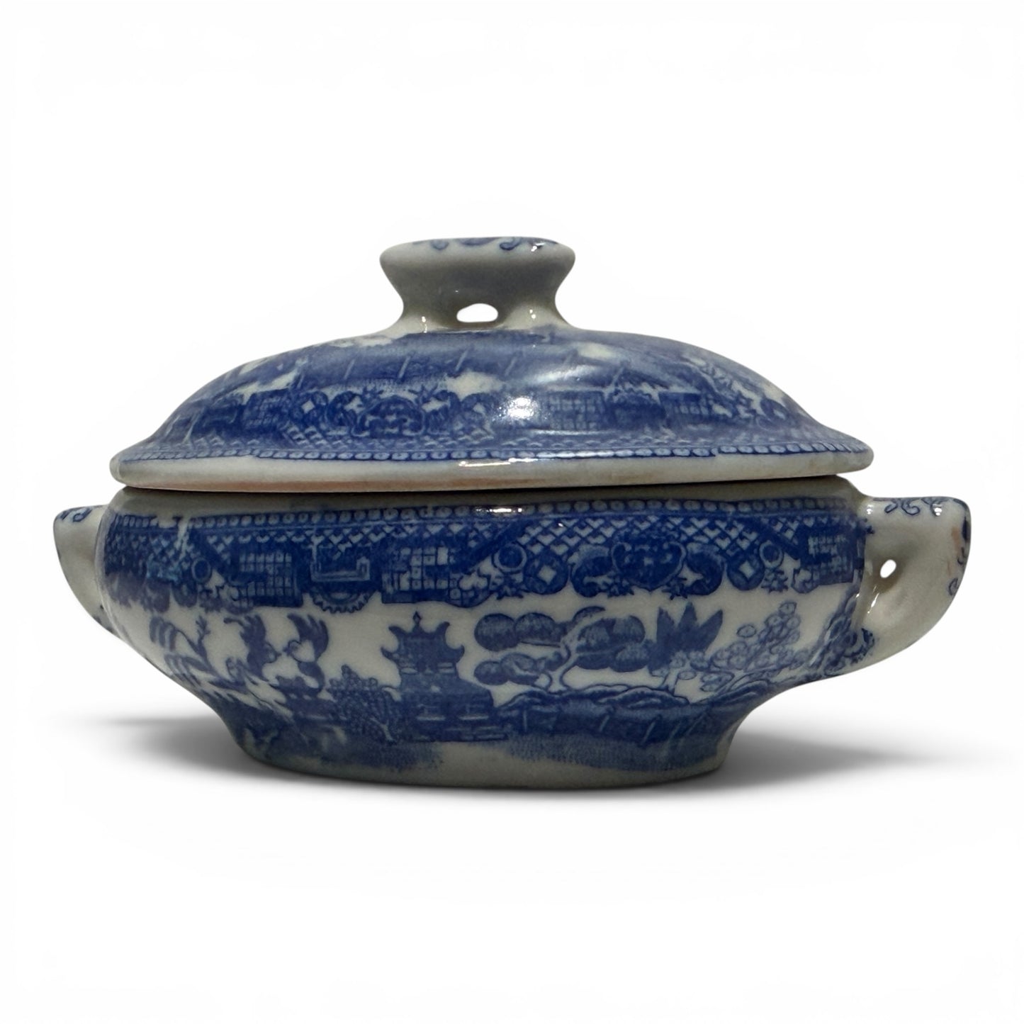 Antique Porcelain Chinoiserie Salt Cellar