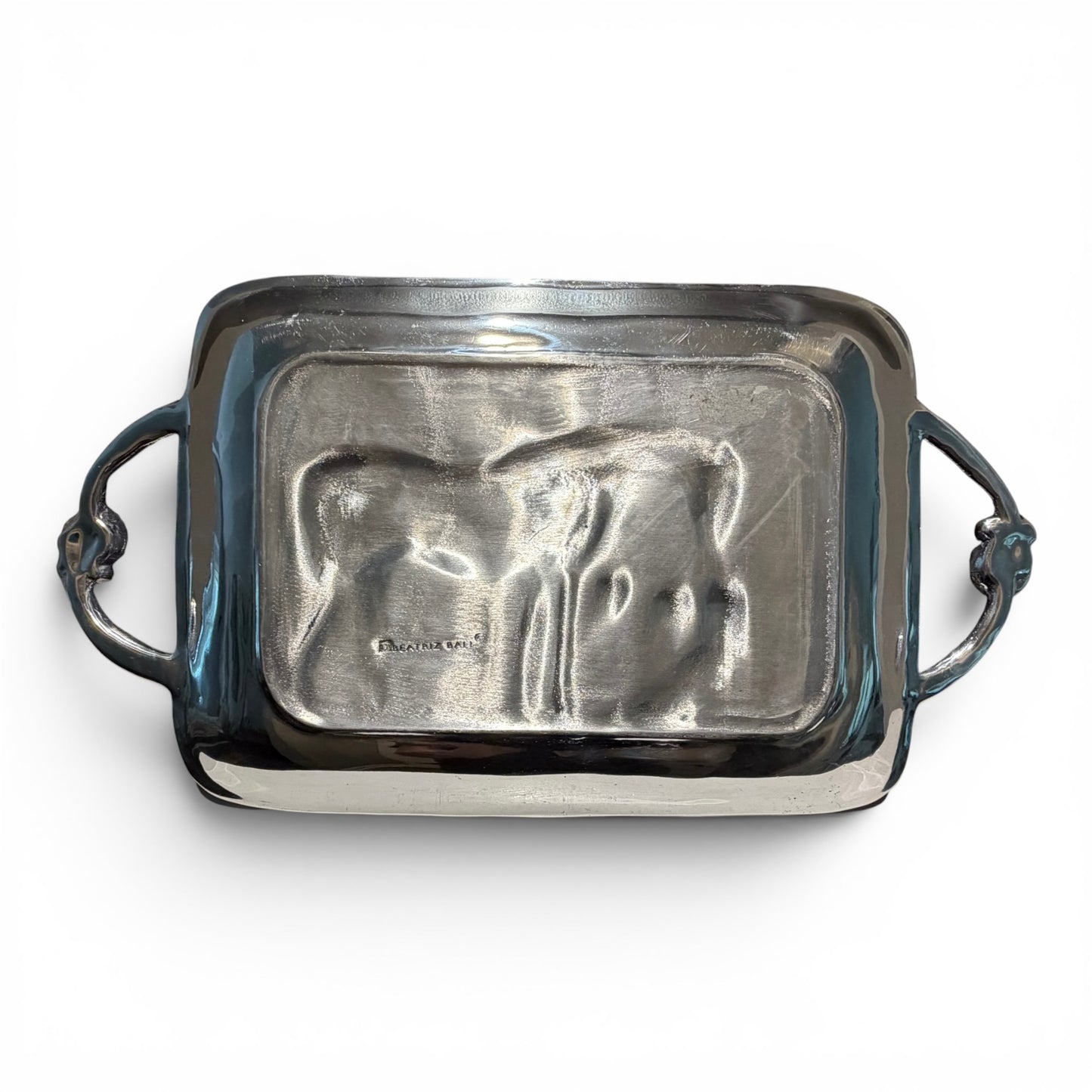 Vintage Beatriz Ball Silver Horse & Hound Silver Equestrian Tray with Rope Trim