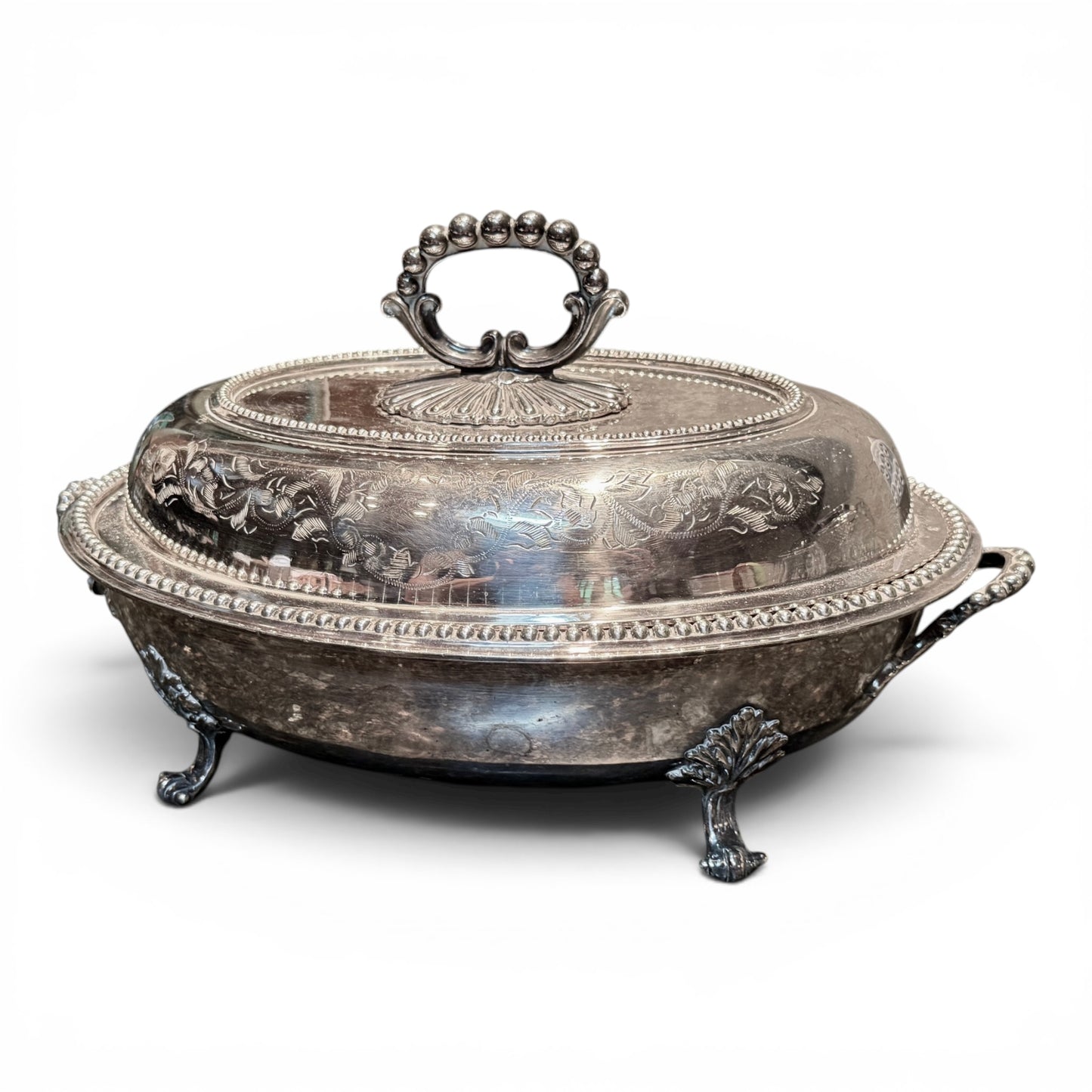 Vintage Sheridan Silver Engraved Warming Dish