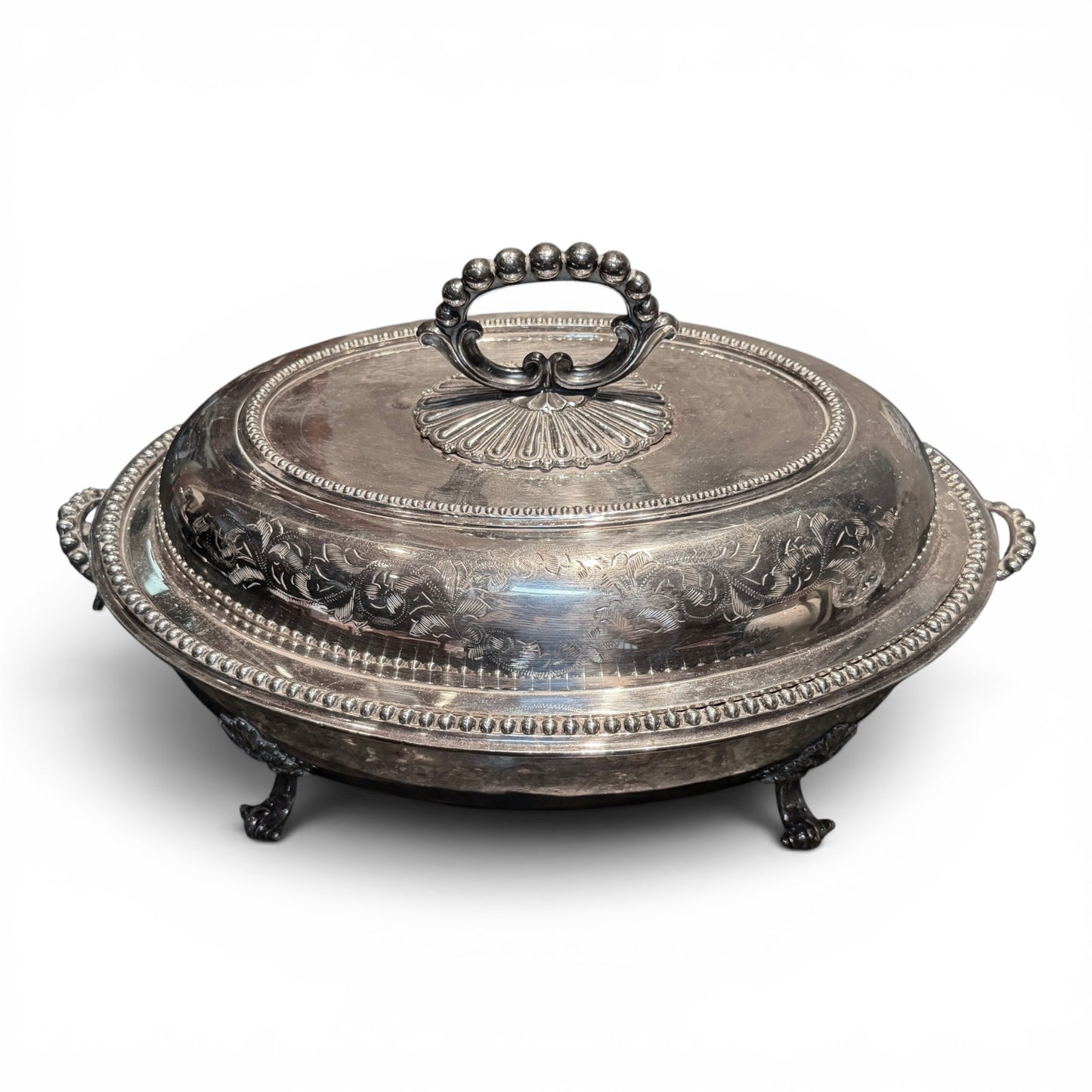 Vintage Sheridan Silver Engraved Warming Dish
