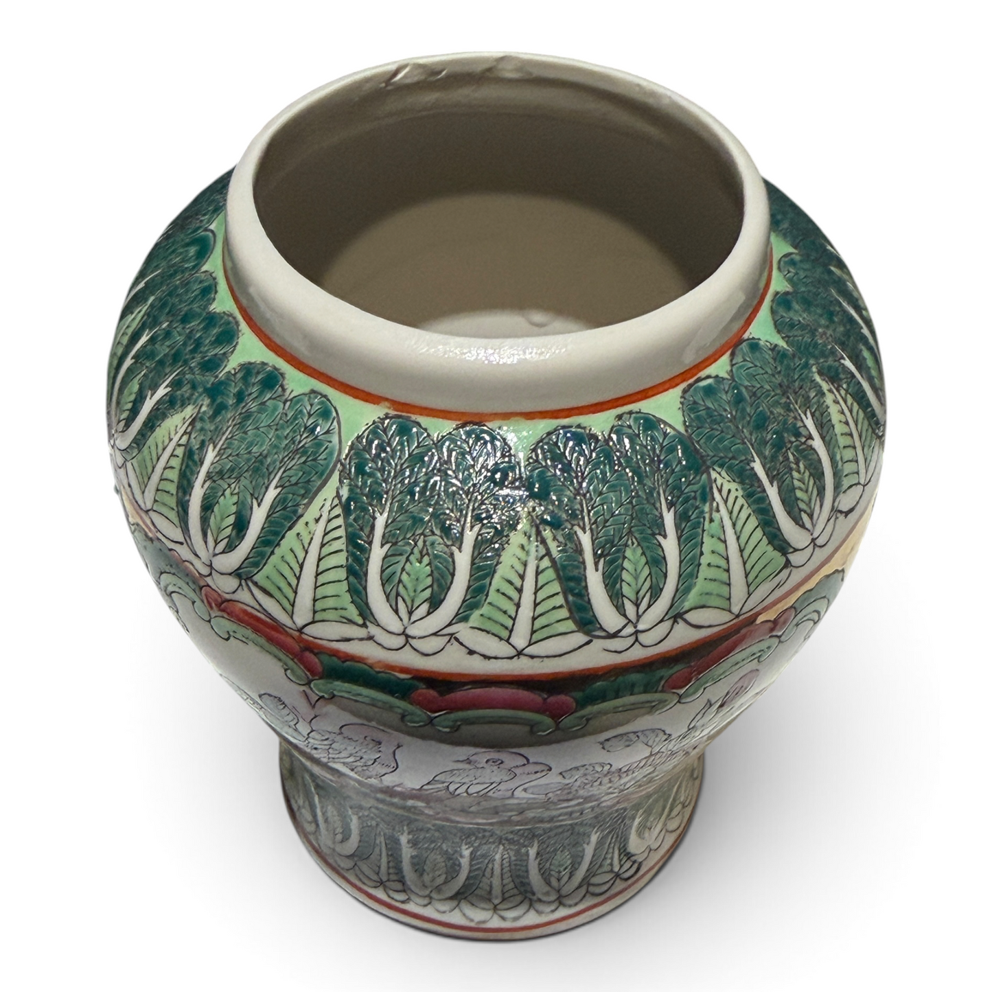 Antique Chinese Rose Canton Covered Jar with Bird & Peony Motif