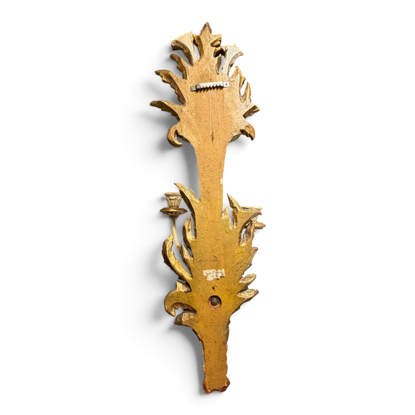 Vintage Italian Palladio-Attributed Hand-Carved Polychrome Giltwood Floral Wall Sconce, c. 1950s–60s