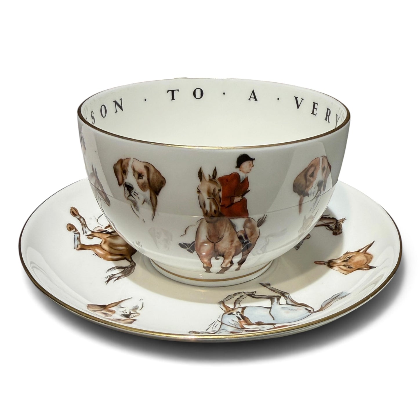 Vintage Royal Worcester 'To A Very Important Person' Fox Hunt Cup & Saucer