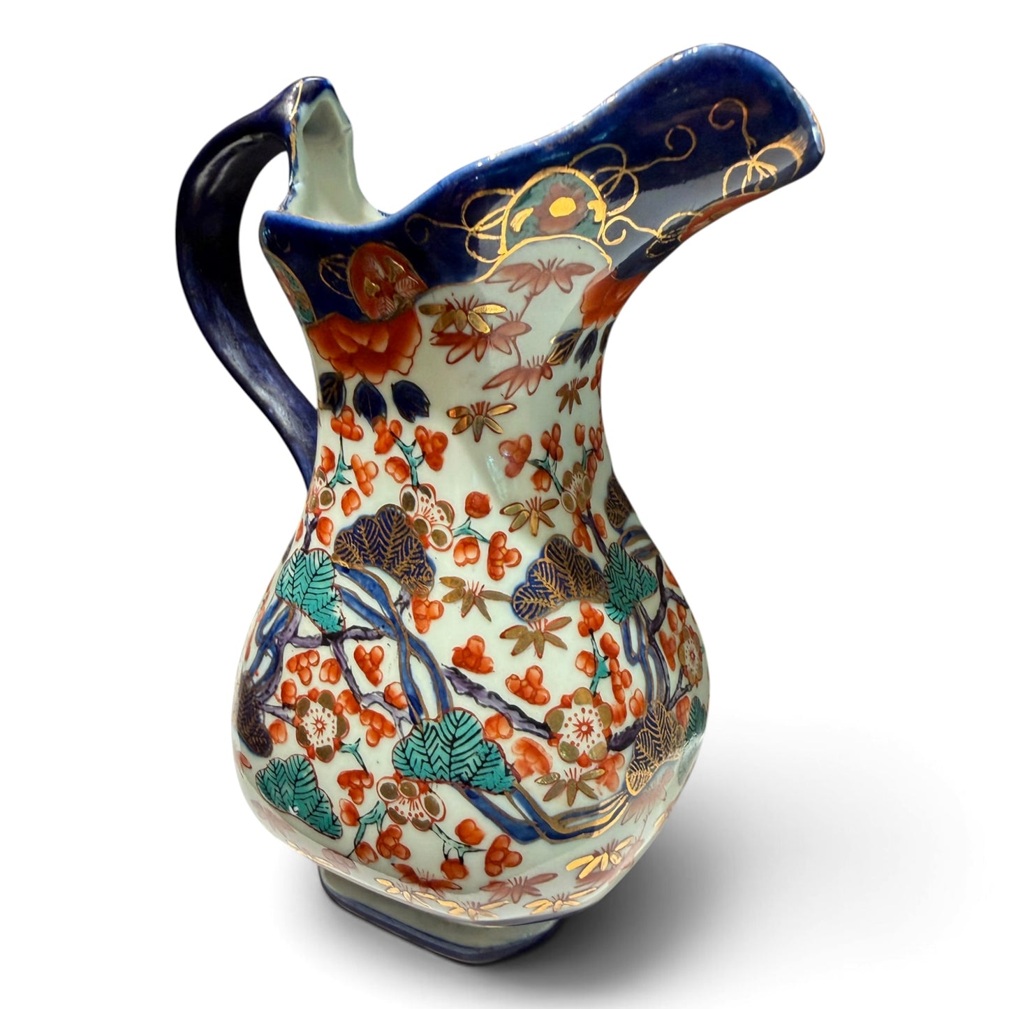 Antique English Staffordshire Ironstone Imari Hydra-Form Pitcher