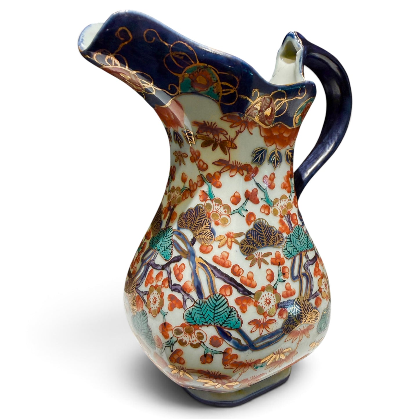 Antique English Staffordshire Ironstone Imari Hydra-Form Pitcher