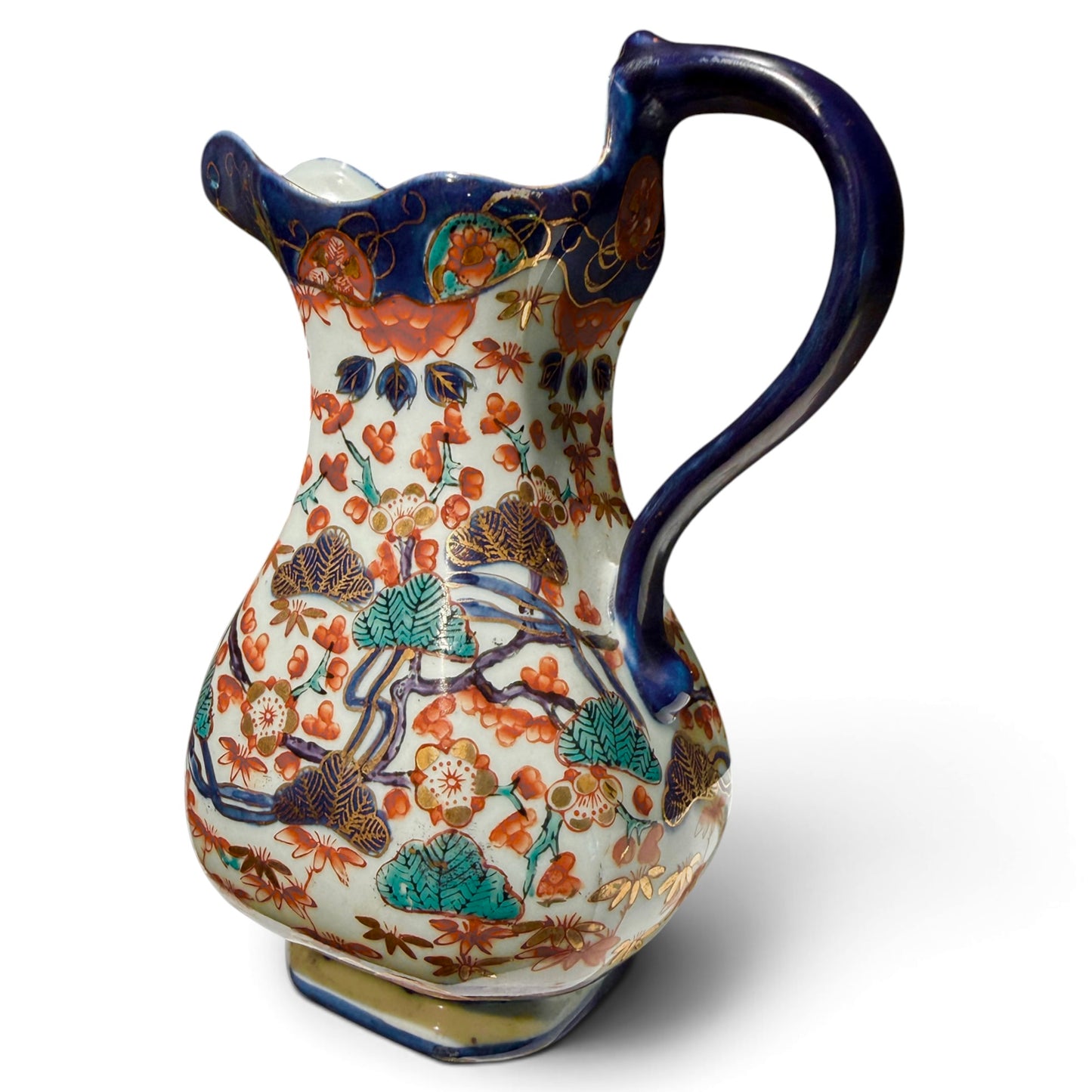 Antique English Staffordshire Ironstone Imari Hydra-Form Pitcher