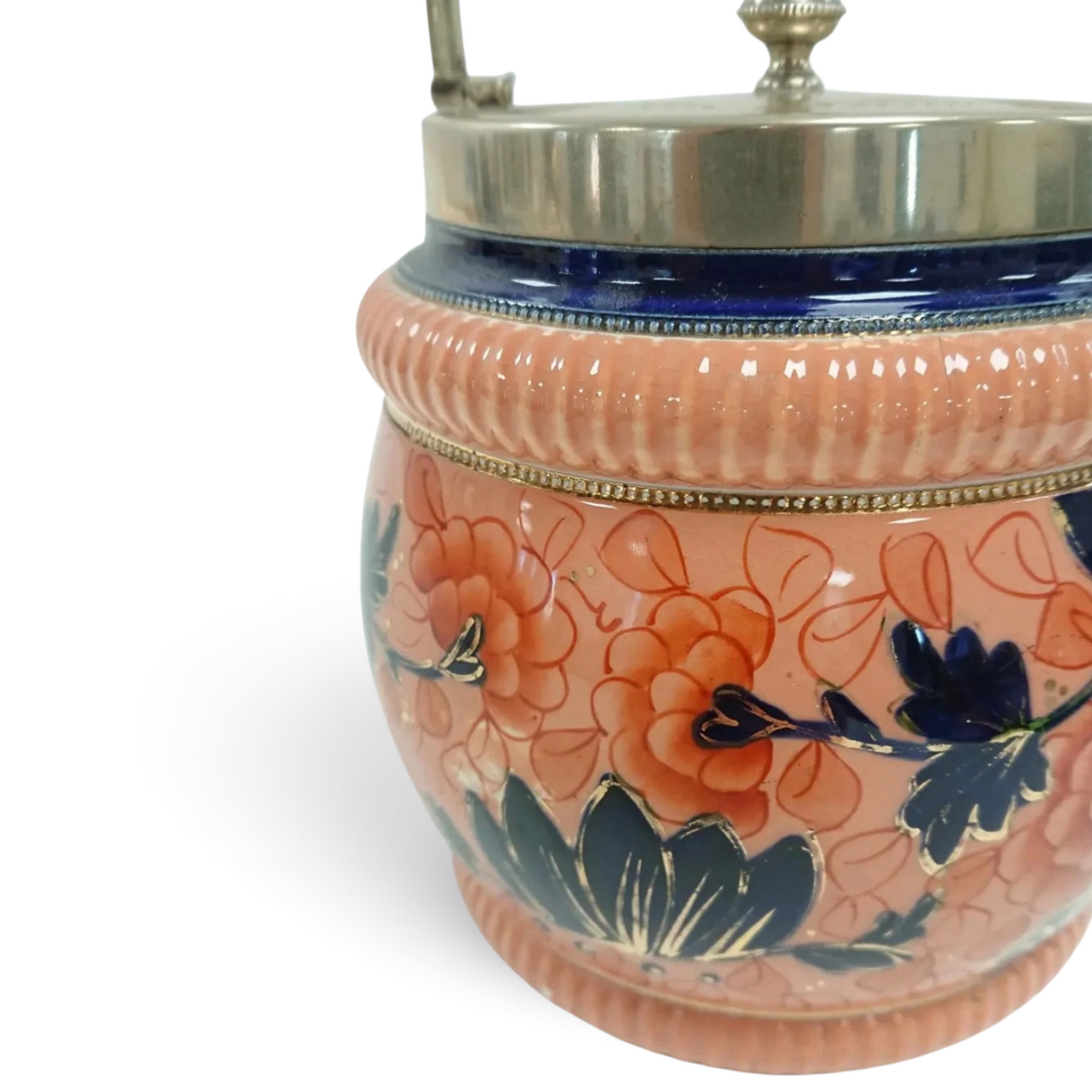 Antique Victorian Hand-Painted Biscuit Barrel c. 1891