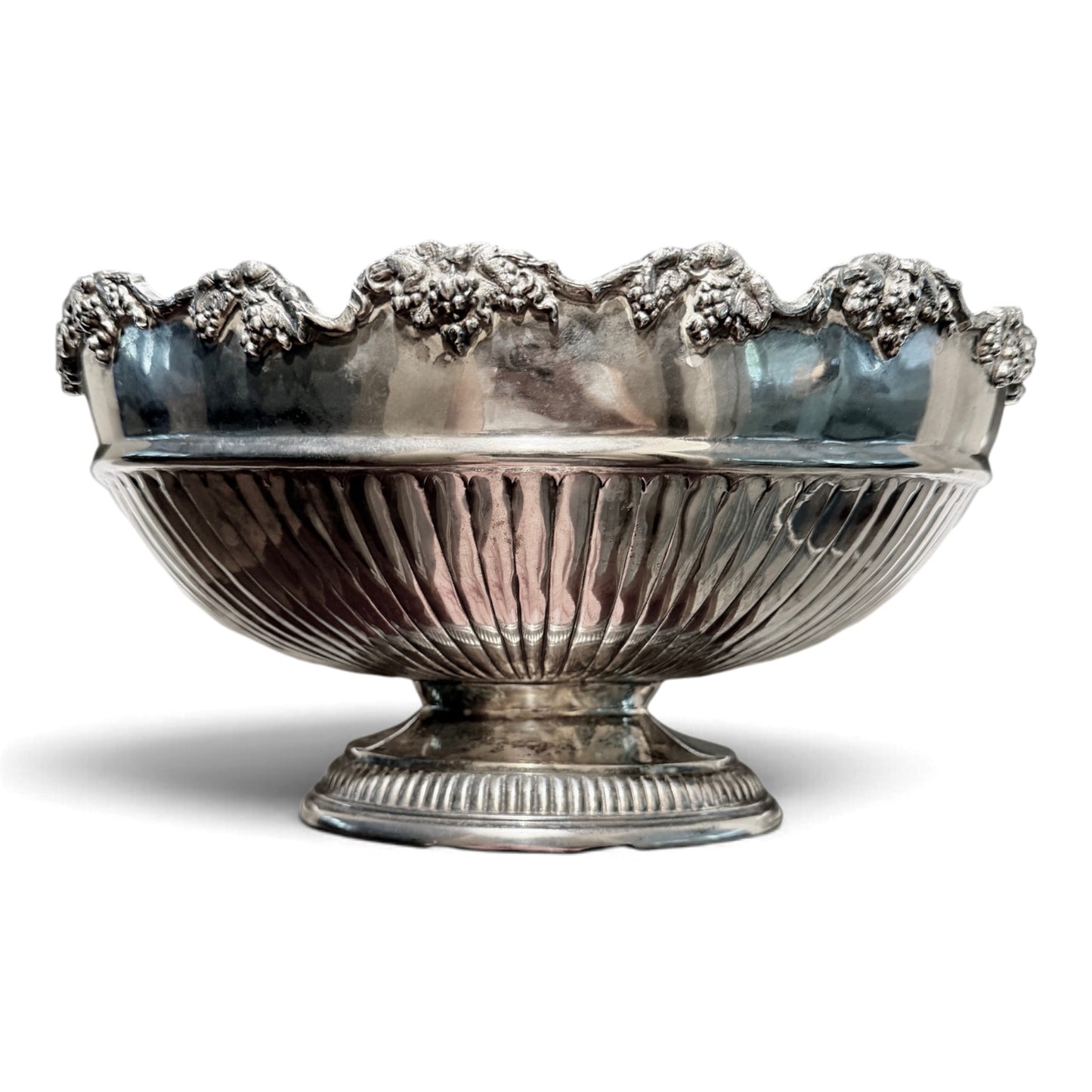 Vintage Silver Grape & Vine Pedestal Centerpiece Bowl