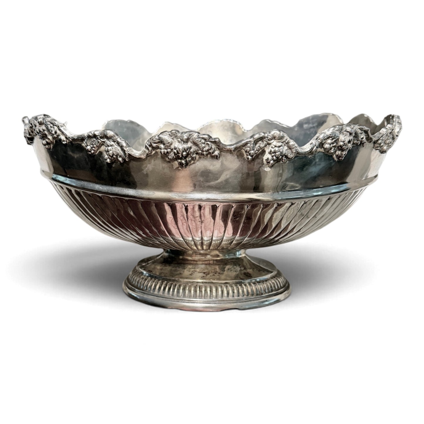 Vintage Silver Grape & Vine Pedestal Centerpiece Bowl